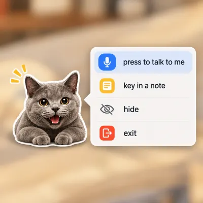 Blueberry hover menu for voice notes, text notes and AI queries