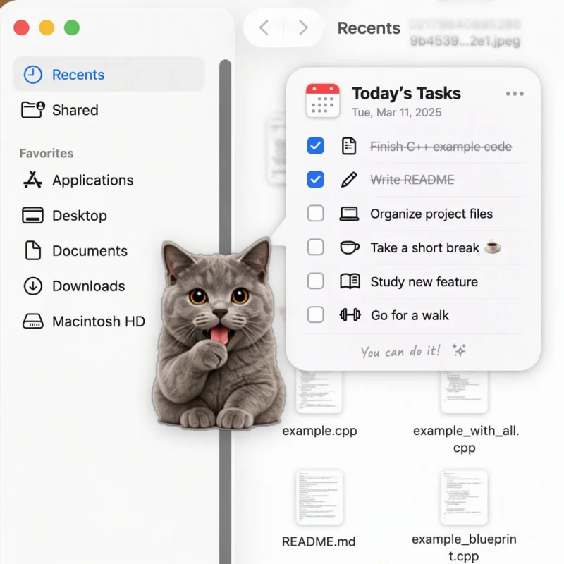 Blueberry companion cat answering in a speech bubble