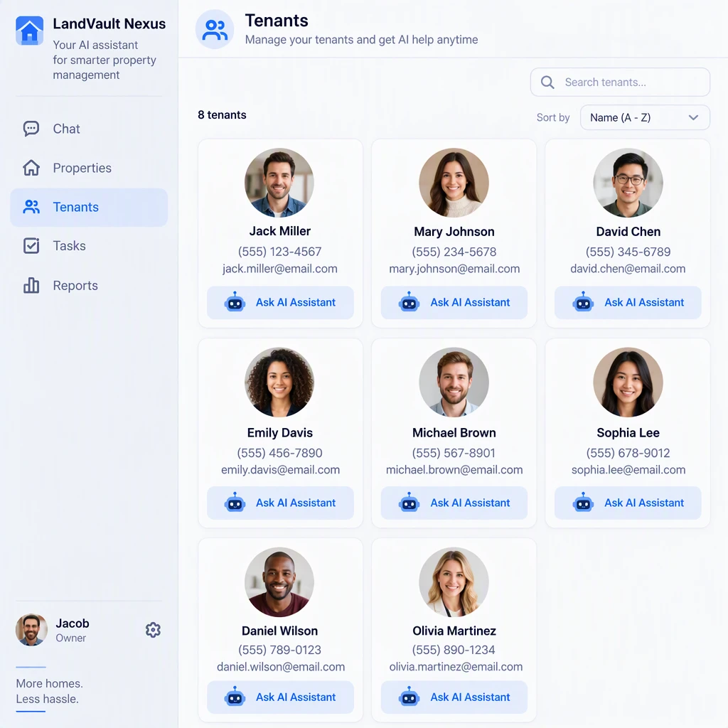LandVault Nexus tenant management view